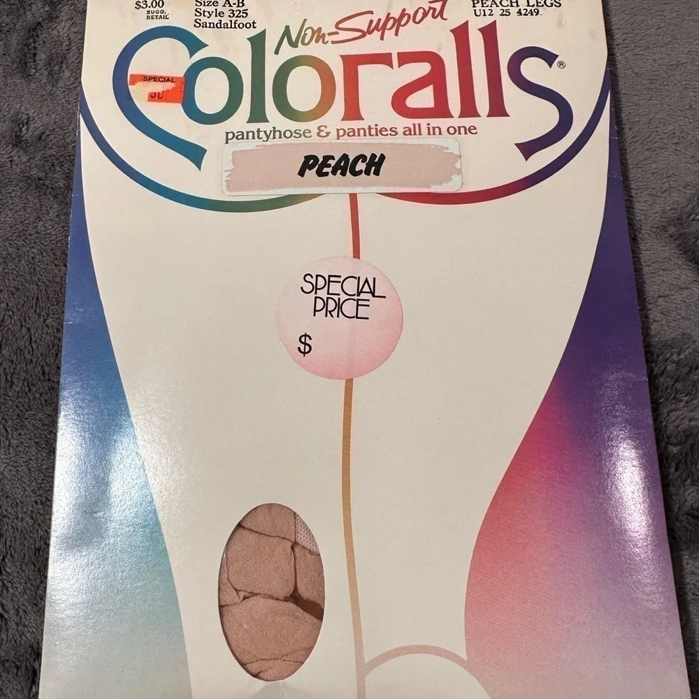 Vintage Coloralls Non-Support Pantyhose Sandalfoot Peach Size A-B Hanes 1985 USA
